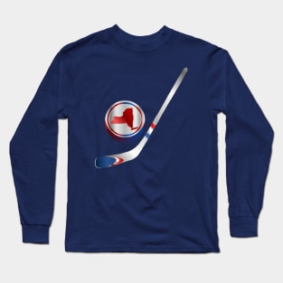 NHL - NY Red White Blue Stick and Puck Long Sleeve T-Shirt